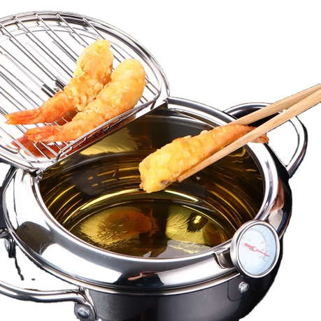 2.2L Cooking Kitchen Stainless Steel Double Side Handle Deep Frying Pot