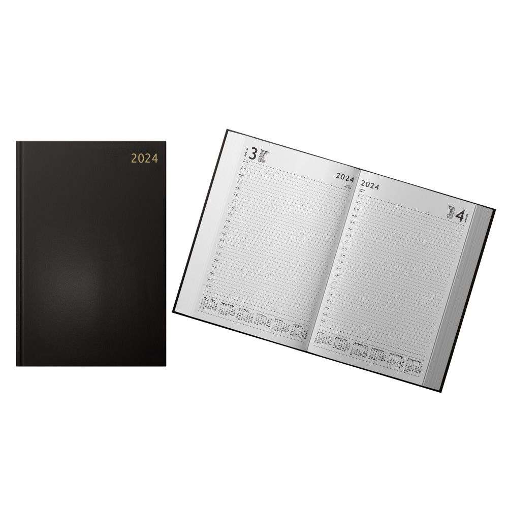A5 2024 Page - A - Day Diary Planner Journal - Black