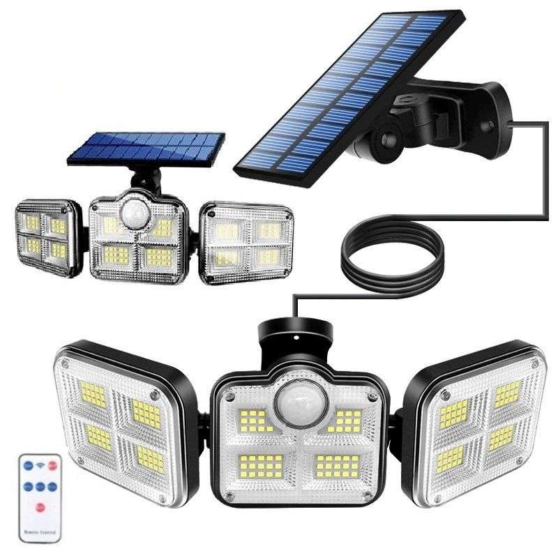 2 x JD 3PC Solar Powered Human Motion Sensor Light Lamp with Remote Control