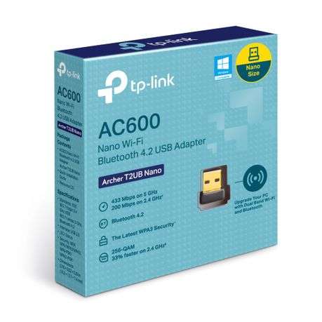 Tp-Link - Archer T2UB Nano AC600 Wi-Fi Bluetooth 4.2 USB Adapter, Dual Band - Tp-Link - Archer T2...