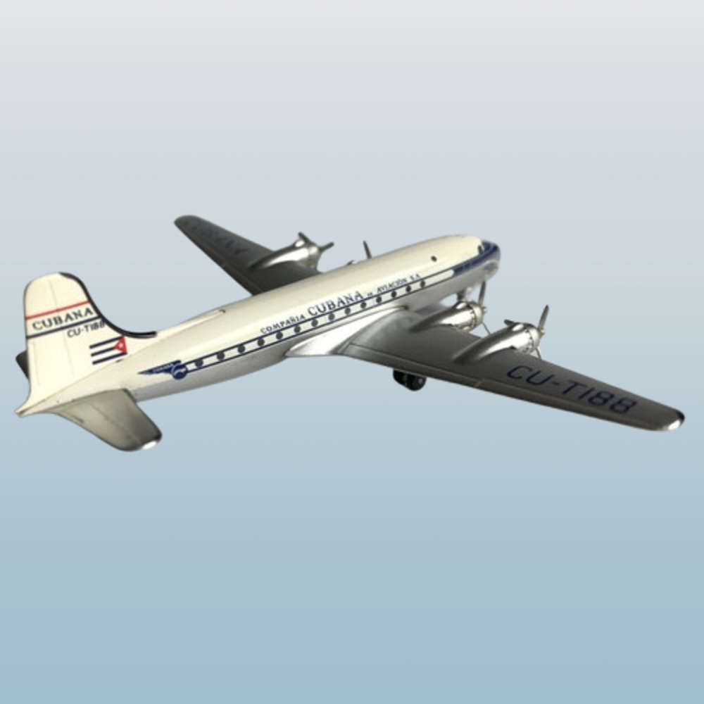 1:400 Scale, Cubana Airlines, Douglas DC-4, Diecast Alloy Display Model