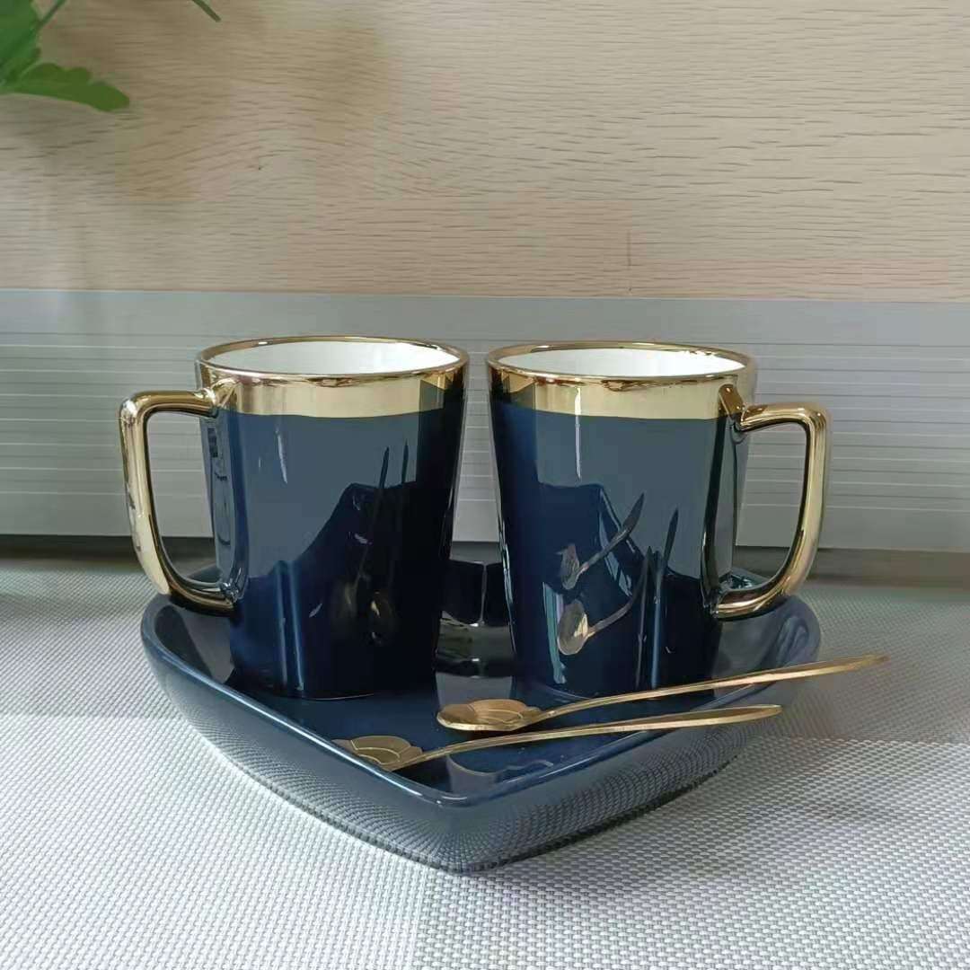 Elegant King 5-Piece Round Shape Tea and Coffee Mug Set - Aquamarine(Display Model)(1 Item Missing)