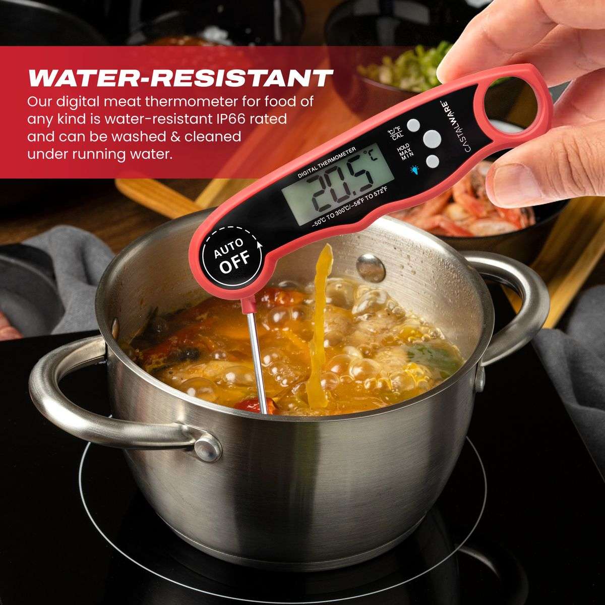 Digital Instant Read Meat Thermometer - Waterproof Kitchen Food Cooking Thermometer with Backlight