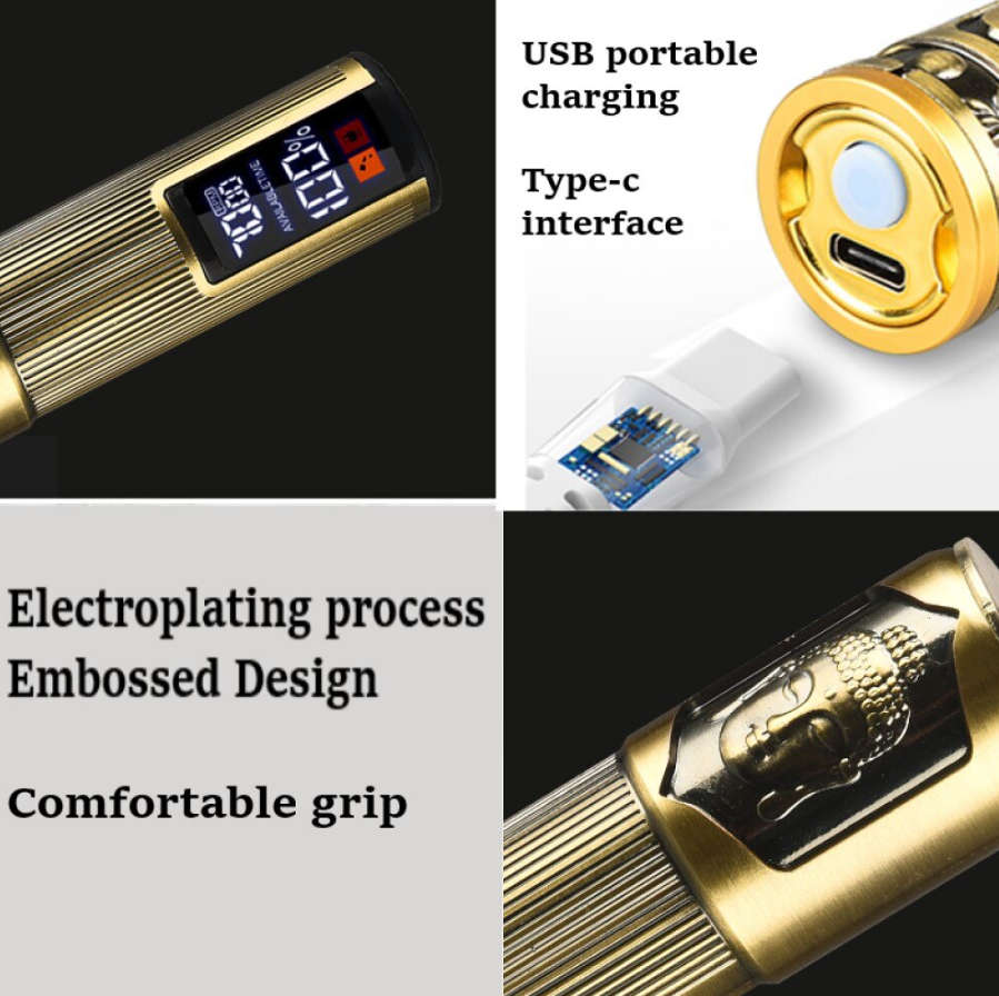 Versatile High Quality Rechargeable Hair Clipper Gold Q-TF10 - with LCD Display Battery & Speed %