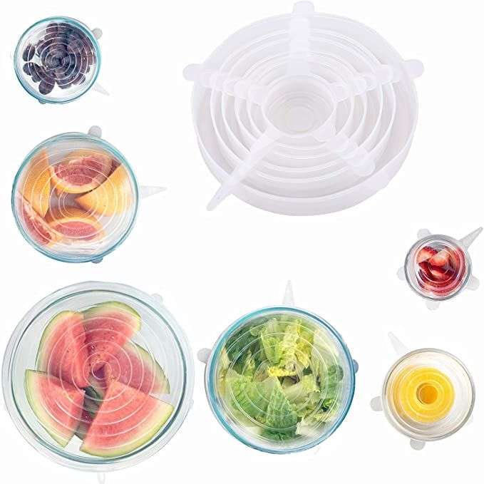 Silicone stretchable reusable lids - Set of 6
