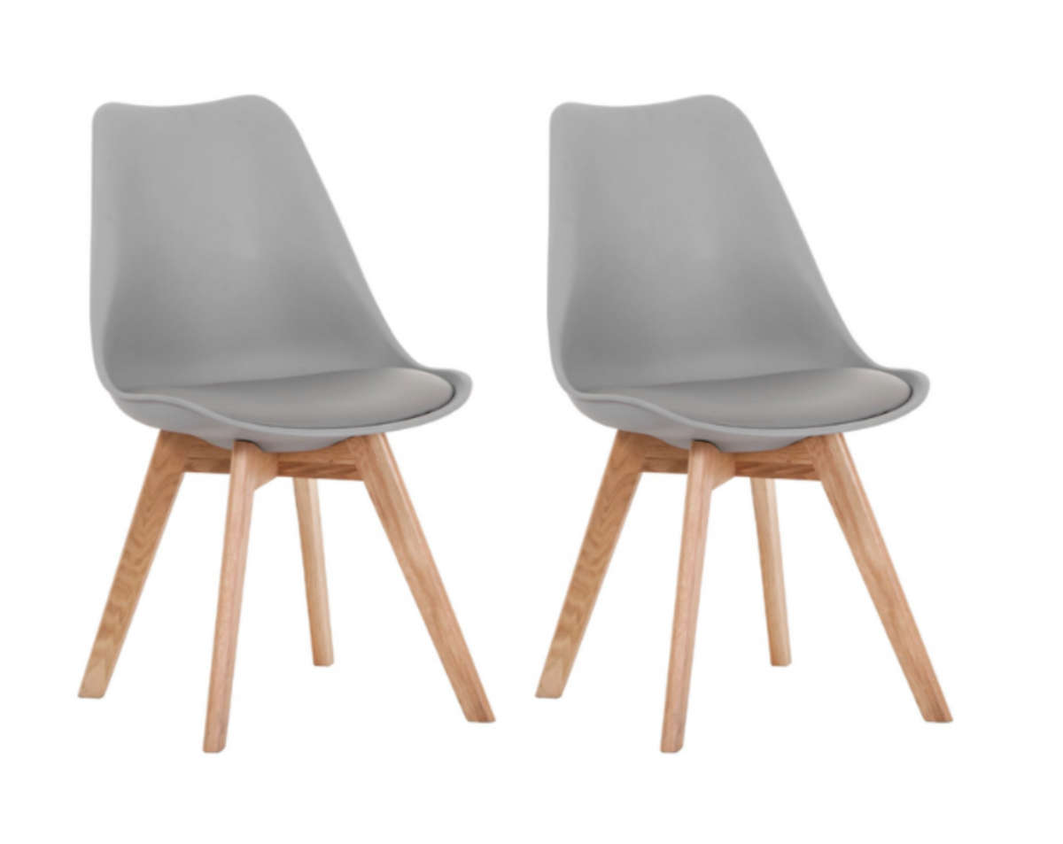 Modern Scandinavian Dining Chair - Grey- 2 Pack