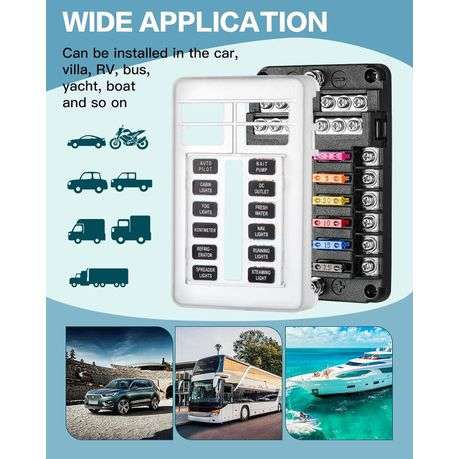 Blade Fuse Box, 12V/24V/32V Fuse Box with Negative Bus for Car & Vehicle Use