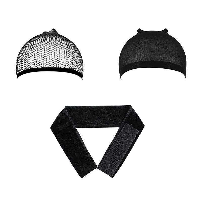 3 Pack Elastic Wig Grip Headband Mesh Wig Cap Nylon Wig Caps - Black