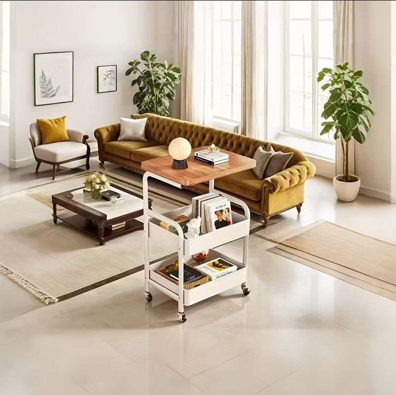 Nordic Moveable Double-Layer Side-Table Storage Trolley