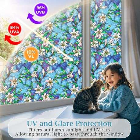 Decorative Privacy Film Sun Blocking Stained Wall Accent for Everyday Spaces