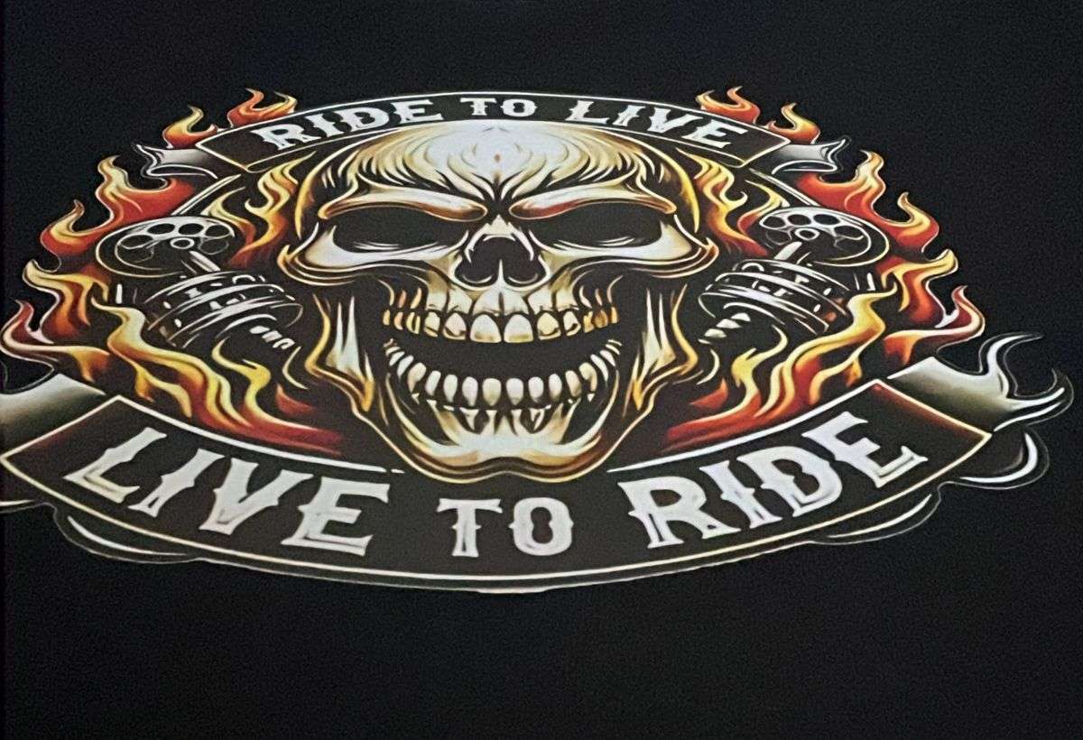 Skull Biker T-Shirt Ride to Live , Live to Ride