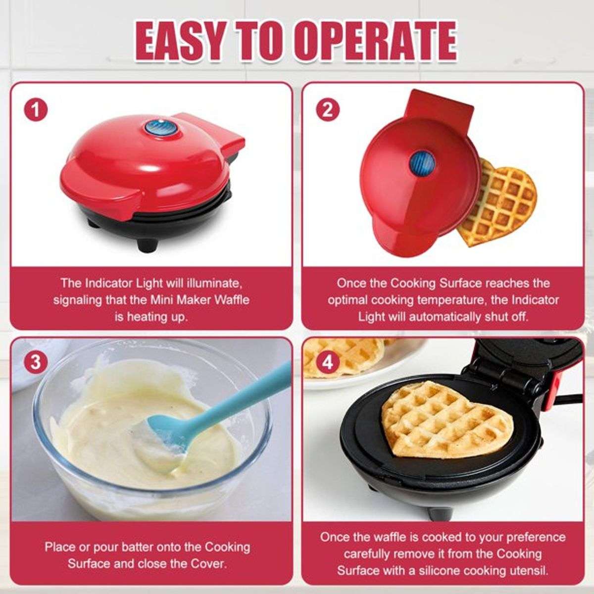 Mini heart waffle maker