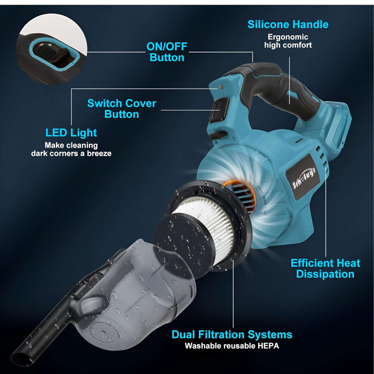 Brushless Motor Lithium Battery Rechargeable Vacuum Cleaner 400W