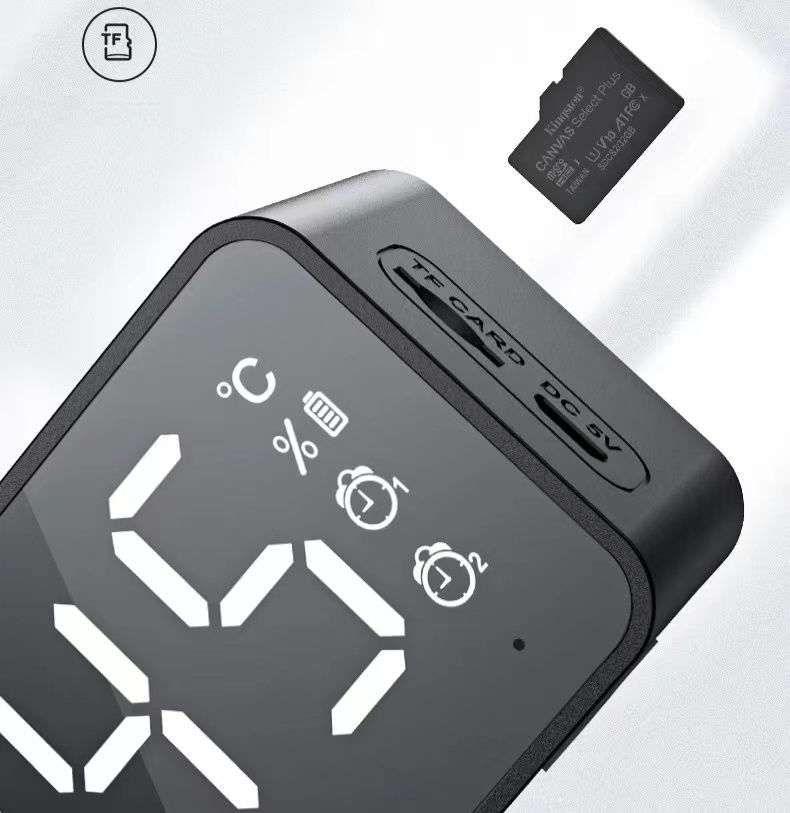 MultiFunction LED Mirror Digital Alarm Clock Bluetooth Speaker FM Radio