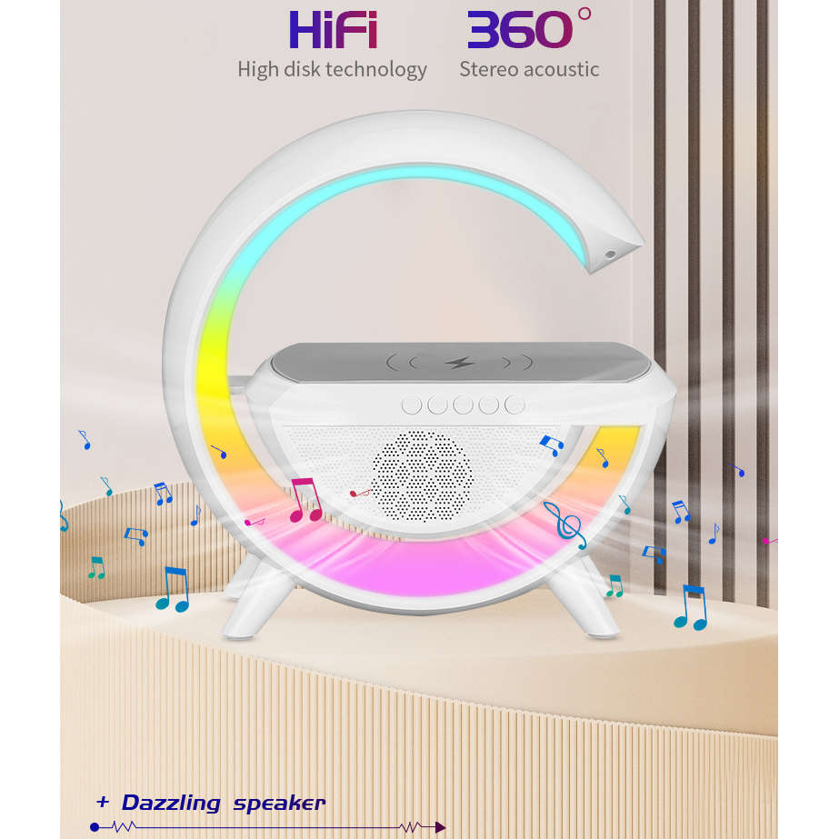 Wireless Charger Multifunction Rainbow LED Light Bluetooth Speaker