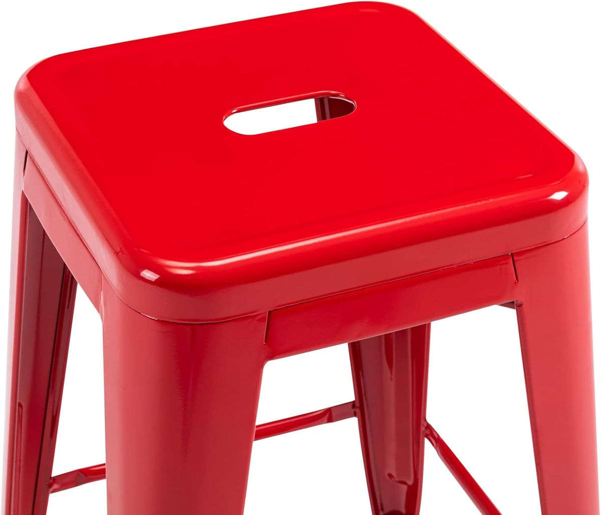 Metal Stackable Bar Stools- 2 pack-Red