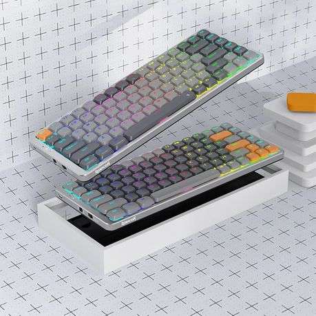 Redragon - Azure Mechanical 75% Wireless RGB Gaming Keyboard - Grey - Redragon - Azure Mechanical...