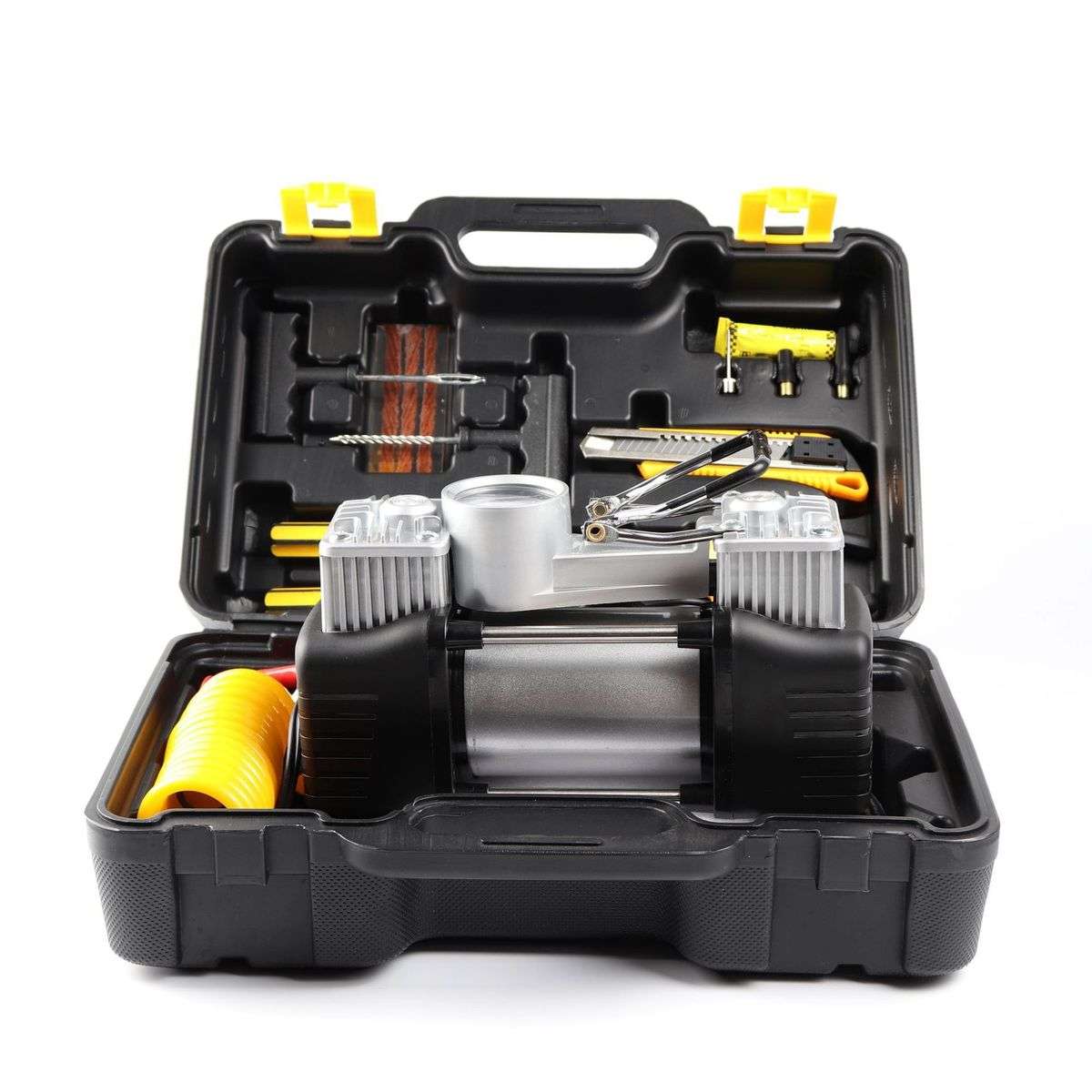 Heavy Duty 12 Volt - 85L - 2 Cylinder Air Compressor - Tool Kit & Carry Bag(Noisy Pump)