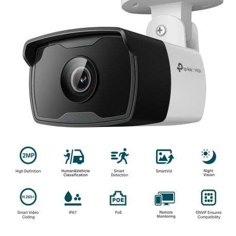 Tp-Link - Vigi C320I(2.8mm) 2MP Outdoor IR Bullet Network Camera,Night Vision - Tp-Link - Vigi C3...