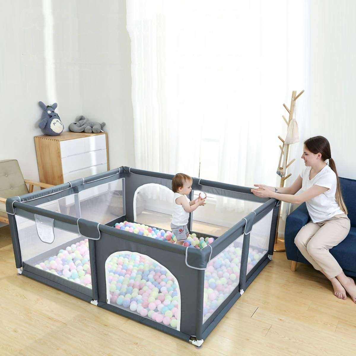 Baby Playpen Activity Center Set-grey