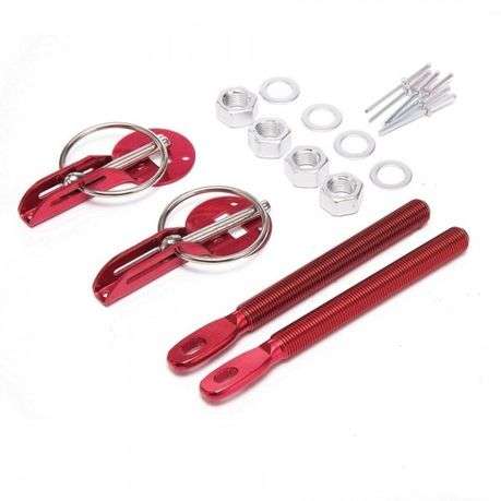 Universal Aluminium Racing Bonnet Pin Kit Red 2 Pins