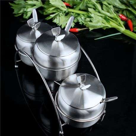 3 Jar Seasoning Condiment Spice Jar and Spoon Set