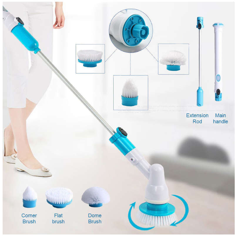 Cordless Tub and Tile Scrubber with 3 Replaceable Cleaning Scrubber Brush