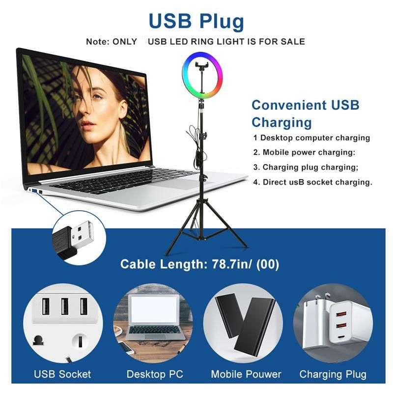 10-inch RGB LED soft ring light with tripod for live broadcasting