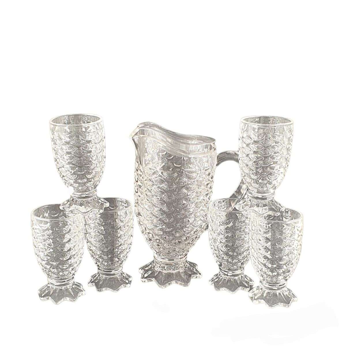 7 Piece Pineapple Design Water Set - Clear