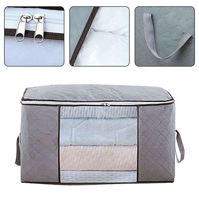 Non-Woven Grey Clothes Storage Box Organizer