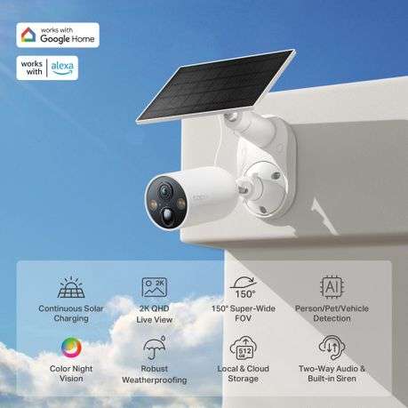 Tp-Link - Tapo C425KIT Smart Wire-Free Security Camera With Solar Panel Combo - Tp-Link - Tapo C4...