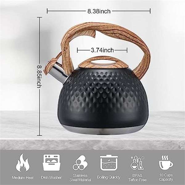 Stainless steel wood pattern handle loud whistling kettle 3L