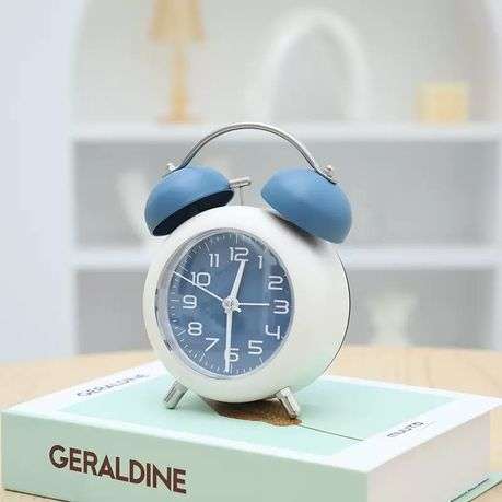 Everyday-use Twin Bell Alarm Clock - Silent Sweep Design - Pink&Blue 2PS