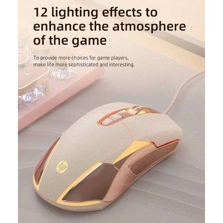 HP - Ergonomic Wired Gaming Mouse With RGB Lighting Effects - Pink