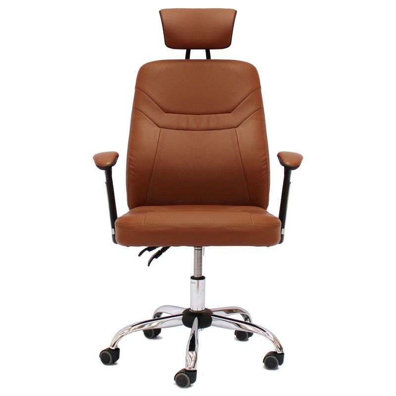 Office Chairs - Contemporary Design PU Leather Office Arm Chair- Reclinable Backrest -Brown Colour