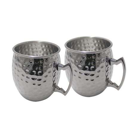 Hammered Stainless Steel Moscow Mule Mug Set - 500ml - 2-Piece