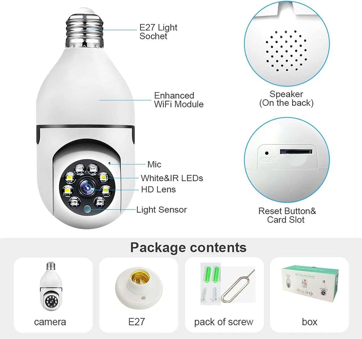 Loveday 5K HD Light Bulb Security Wi-Fi Surveillance Camera