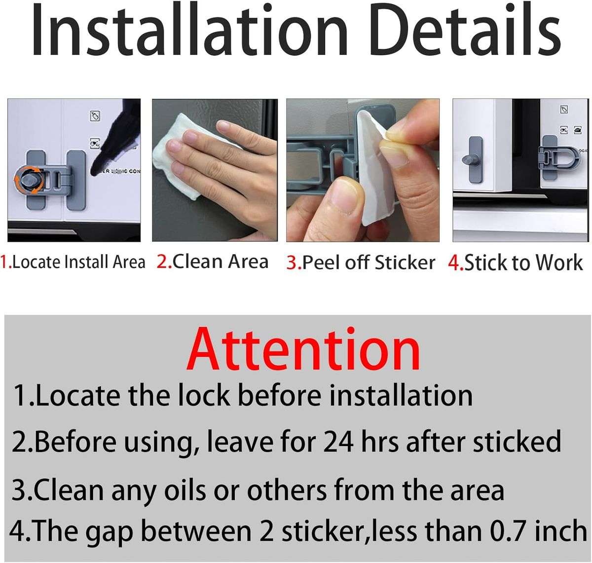 Lock Baby Proofing for Cabinet Door Drawer 2 pieces - grey