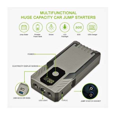 2000A 14800Mah Portable Jump Car starter Kit With Work Gloves & Carry Case