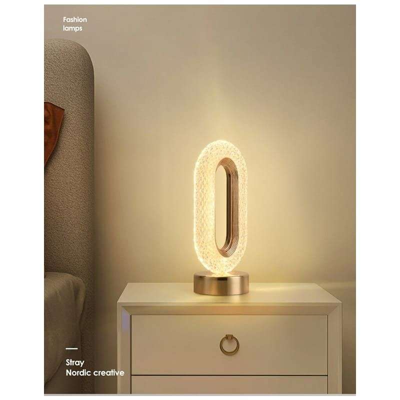 Warm/Cool White Decorative Crystal Oval Table Lamp