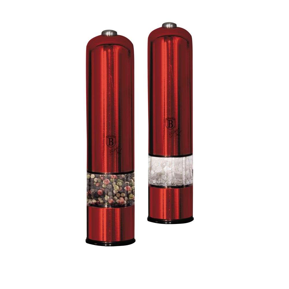 Berlinger Haus 2 Piece Stainless Steel Electric Pepper or Salt Grinder - Burgundy (DISPLAY MODEL)