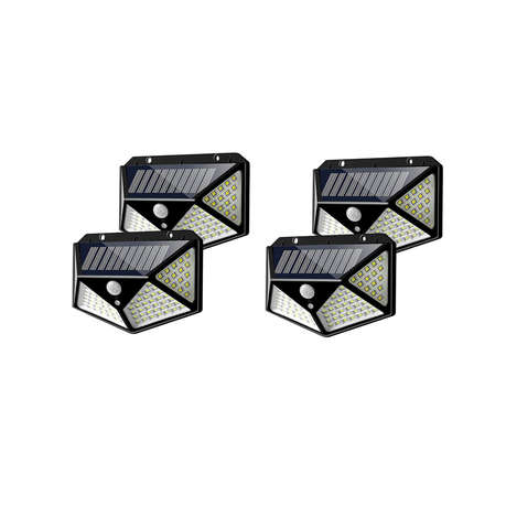 100 LED Solar Motion Sensor Wall Lights - 4 Pack