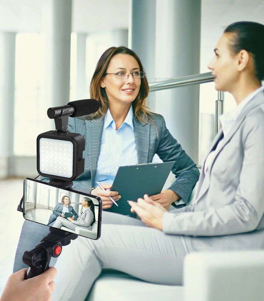 Vlogging Kit with Tripod LED Video Light & Phone Holder plus Microphone & Remote [TIKTOK YOUTUBE]