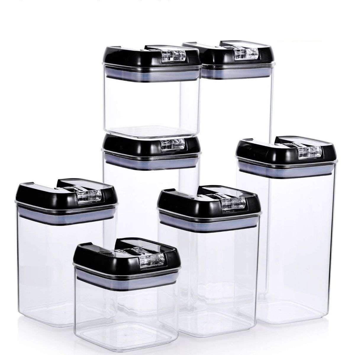 7 Pieces Air Tight Food Storage Containers - Black