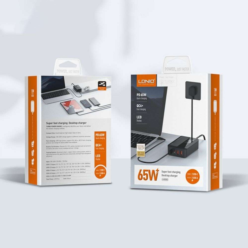 LDNIO PD 65W LED Display Super Fast Charging Desktop Charger