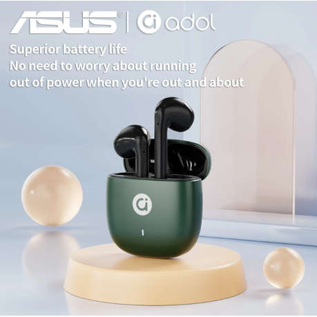 Asus - High Sound Quality Wireless Bluetooth Earbuds With Mic - Green
