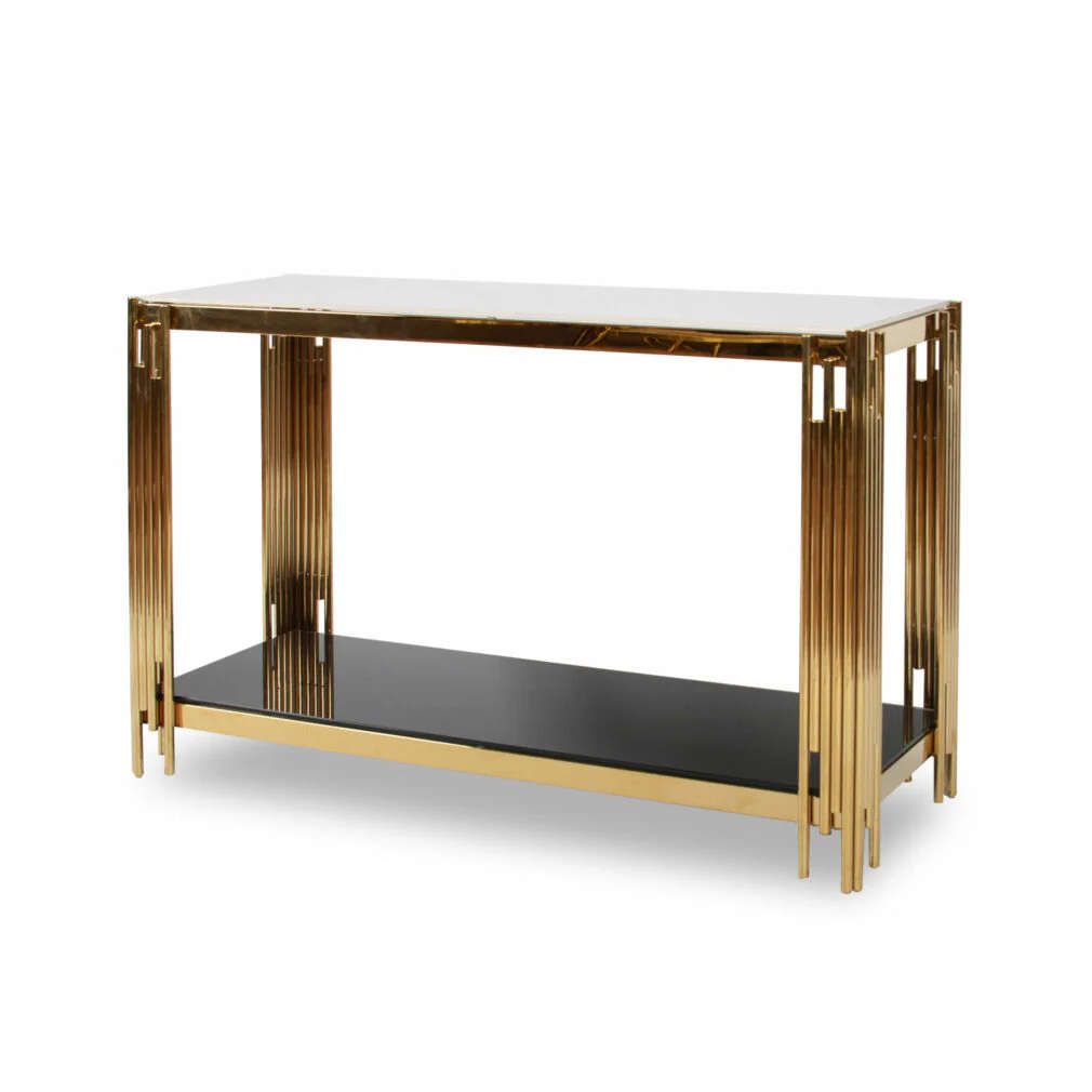 Server/Console Table - Stainless Steel Frame - Faux Marble Top-Gold or Silver
