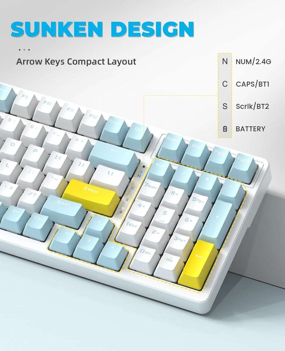 RedSwitch Bluetooth 5.0/2.4Ghz Wireless Mechanical Keyboard - Grey Orange