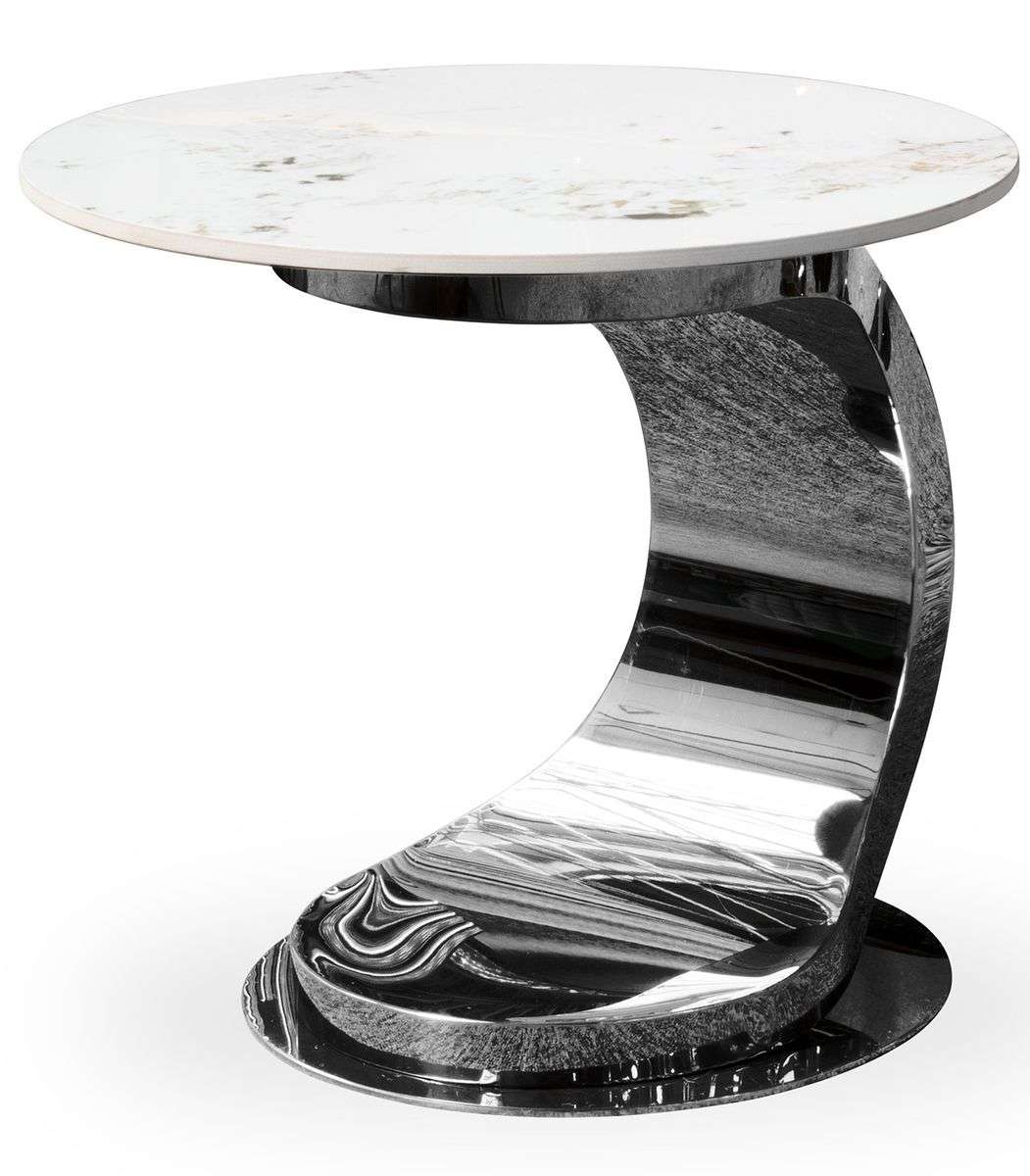 Modern Light Luxury Black Stainless Steel Marble Side Table