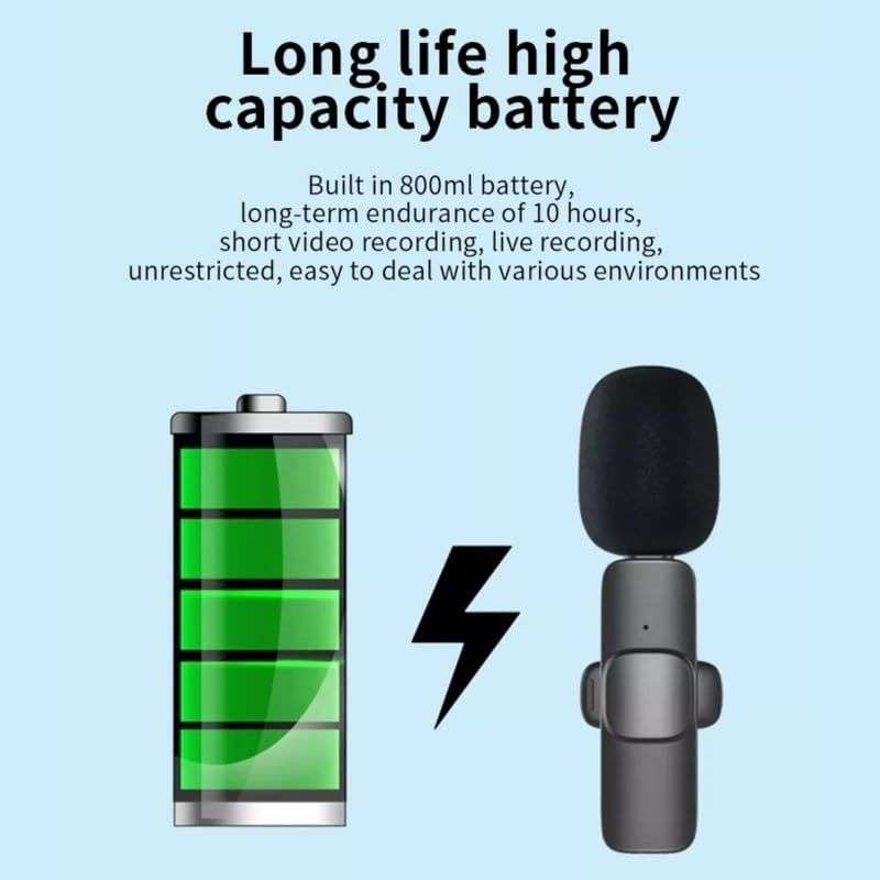 K9 Wireless Dual Lavalier Microphone Portable Audio Video Recording